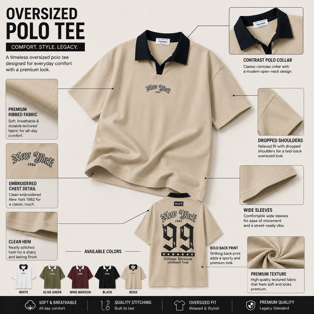 Legacy Prime Contrast Johnny Collar Polo