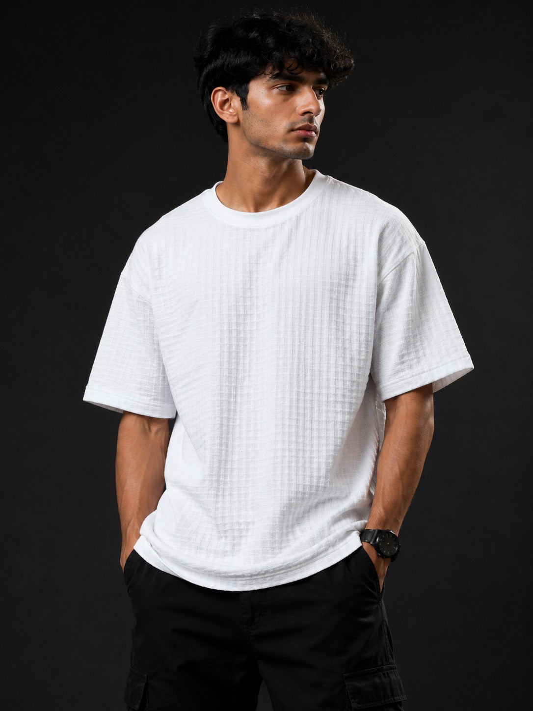 Legacy Prime Popcorn Textured Oversized T-Shirt – White